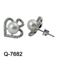 High Quality 925 Sterling Silver Heart Shape Pearl Earring